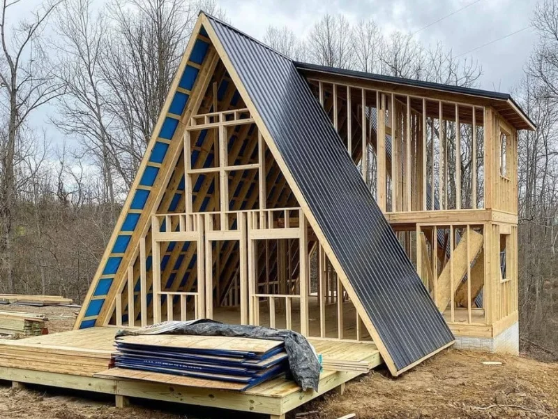 Cabana rústica em construção